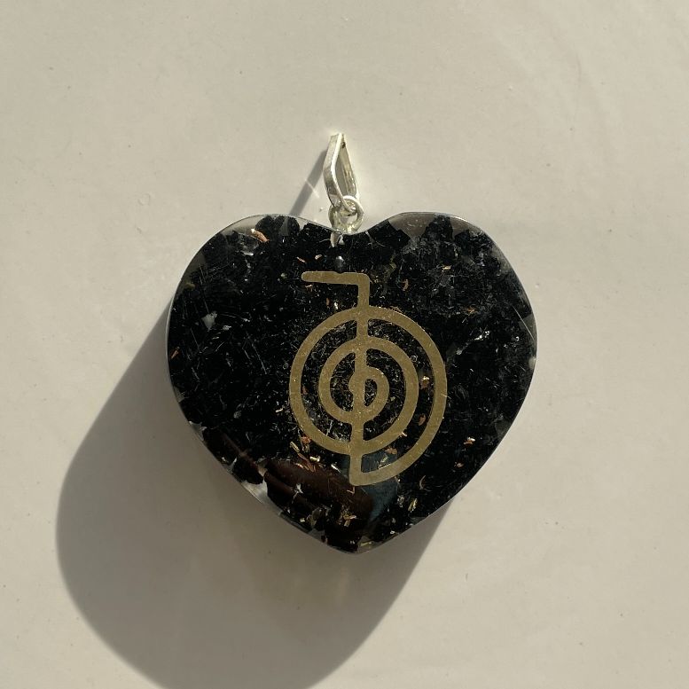 Orgonite Black Tourmaline Pendant - Heart Orgonite Black Tourmaline Pendant - Heart